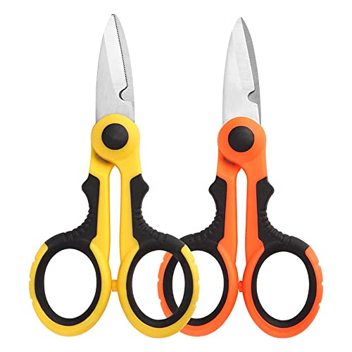 2 Pack Heavy Duty Anti-Slip Fiber Cable Cutter, Special Scissors for Electricians, for Cut Electrical Wire