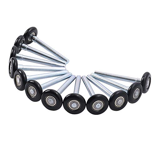 Home Master Hardware 12 Pack 2" In Nylon Garage Door Roller 4" Stem Replacement Quiet Garage Rollers Seals 6200Z Precision Bearings Black #TOP5