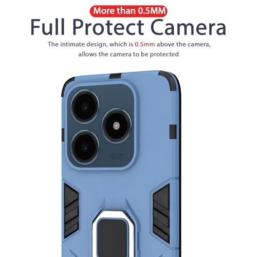 Image of Pikkme Back Cover for Realme C63 4G | 360 Protection | Ring Holder | Kickstand | Tough Armor Case (Blue)