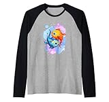 Zwei Fische Sternzeichen Design bunt Aquarell Optik Raglan