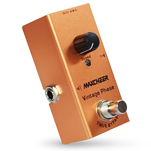 MAXCHEER Electric Guitar Vintage Phase Pedal Speed Knob Effect Pedal Mini Single Type DC 9V True Bypass (Orange)