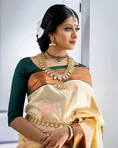 Image of SGF11- Women's Kanjivaram Woven Soft Silk Saree With Blouse Piece