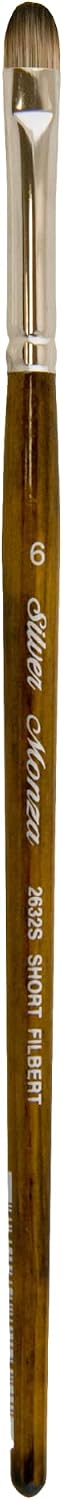 Silver Brush 2632S-6 Monza Short Handle Synthetic Mongoose Brush, Short Filbert, Size 6