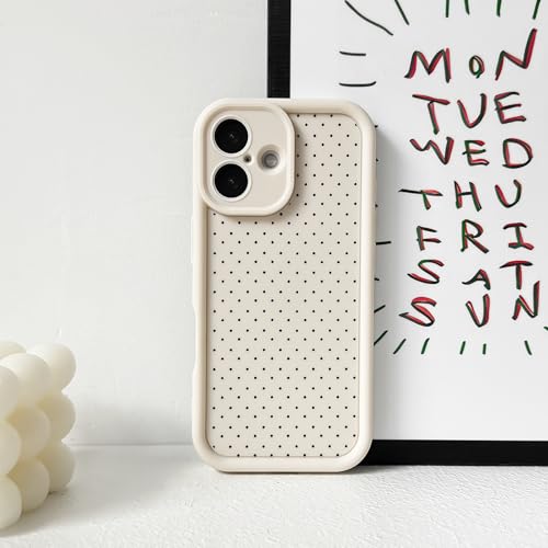 NITITOP Compatible with iPhone 16 Case Vintage Cute Little Polka Dots Pattern for Women Men Girls Boys Full Camera Lens Slim Shockproof Protective Phone Cover - White by NITITOP - Used condition - Image 2