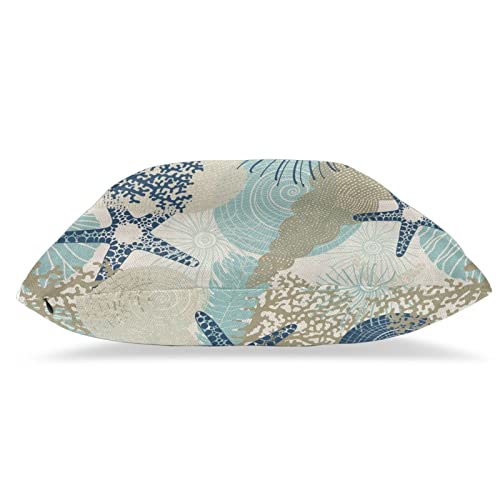 Sunshineyan Nautical Coastal Pillow Covers 18X18 Set Of 2, Blue Starfish Seashell Decorative Outdoor Throw Pillow Covers Beach Ocean Themed Decorative Cushion Case Linen Square For Home Couch Sofa #TOP2