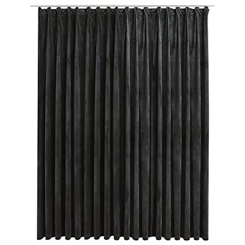 Goliraya Blackout Curtain with Hooks Blackout Curtains Pencil Pleat Thermal Curtain Drapes for Bedroom Draperies Panels Set Bedroom Curtains Decorative Curtains Velvet Anthracite 290x245 cm - Image 2