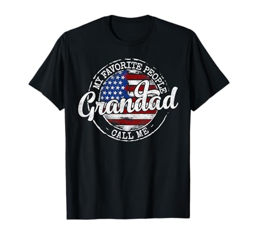 My Favorite People Call Me Grandad USA Flag Stamp Father Day T-Shirt