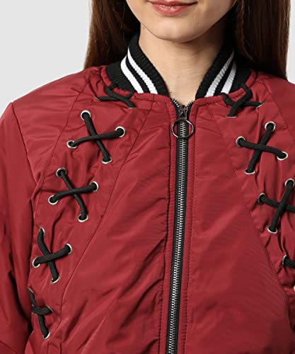 Image of PINACOLADA Women's Pink Puffer Regular Fit Bomber Jacket For Winter Wear | Standing Collar | Full Sleeve | Buttoned | Casual Jacket For Woman & Girl | Western Stylish Jacket For Women