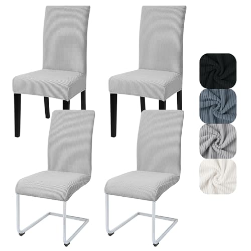 Housses de chaise extensibles de qualité supérieure gris clair - 2