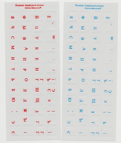 Russian Self-Adheisive 2 Pack Keyboard Stickers Red Blue Letters