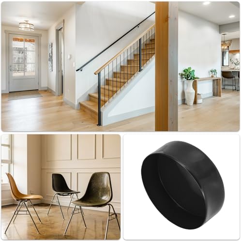 Image of uxcell 2pcs Rubber End Caps 150mm(5 15 /16 Inch) ID x 80mm(3 1 /8 Inch) H Vinyl Round Tube Bolt Cap Cover Screw Thread Protectors Black