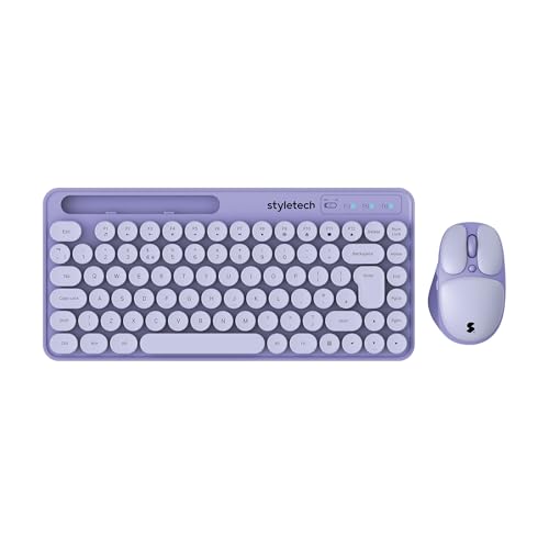 Ensemble clavier et souris pastel sans fil lavande Styletech pour bureau - 2