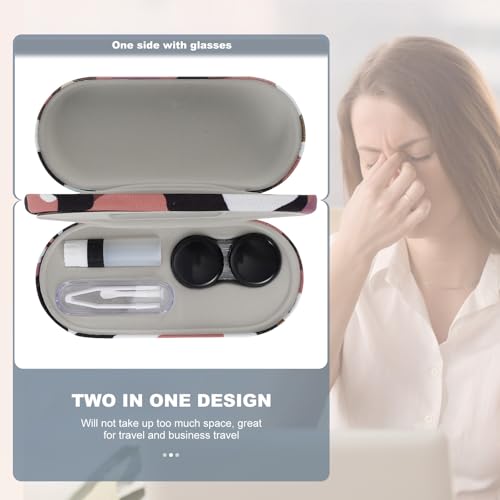 Hoement Double Layer Glasses Case with Beautiful Pattern, Small and Lightweight Plastic and Flocking Eyeglasses Box for Storing Lenses, Portable Glasses Protector for Everyday Random Color - Image 6