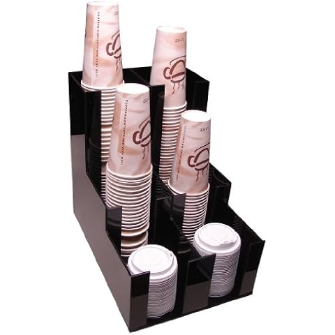 RCS Plastics Cup Lid Holder Dispenser Coffee Cup Beverage Caddy Countertop Organizer 2wx3d Organize Your Coffee Counter with Style (1007) Heavy Duty Cover