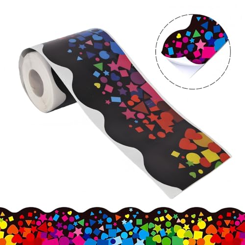 ACOLY 18 m/Rolle Wellpappen-Displaybordüren für Schulklassenzimmerdekorationen, schwarze Bordürenrollen für Displays, Bordürenrollen, Wellpappen-Trägerpapier, Kartonrolle