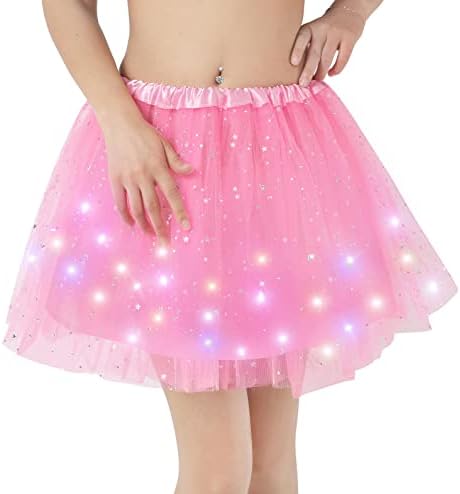 Kefiyis Tutu Skirts for Women LED Light Up Tutu Adult Teen Skirt Ballet Dance Parties Fancy Dress Halloween Costume