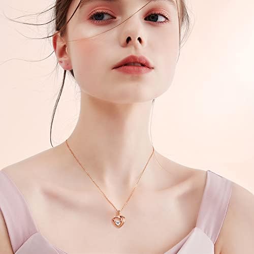 PHNIBIRD Heart Necklaces for Women 925 Sterling Silver Necklace Guardian Love Angel Wings Pendant Necklace Jewellery Gifts for Women Anniversary Birthday Valentines Mothers Day Gifts