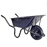 Builders WHEELBARROW 130kg / 85Ltr Toughened Metal Tray Ideal Heavy Duty Builders Gardeners Barrow 1 Wheel with All Terrain Pneumatic Tyre