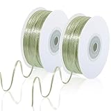 woric Doppelseitiges Satinband für Geschenkverpackungen, Blumenstrauß, Basteln, Hochzeitsfeier, Dekoration, Salbeigrün, 200 Yards