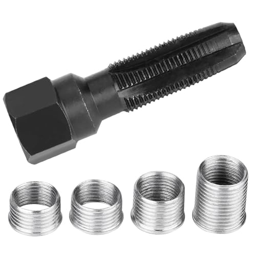 CLKE Kit de Réparation de Filetage de Bougie d'allumage m14x1.25, Réparation Filetage m14 avec 4 Accessoires Taraud,Réparation Filetage Bougies de...