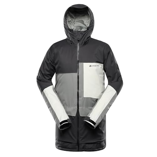 ALPINE PRO Men's PTX Waterproof Windproof Thermal 3-Layer Hooded Ski Jacket for Sonwsports Snowboarding Skiing (Dark Grey/L)