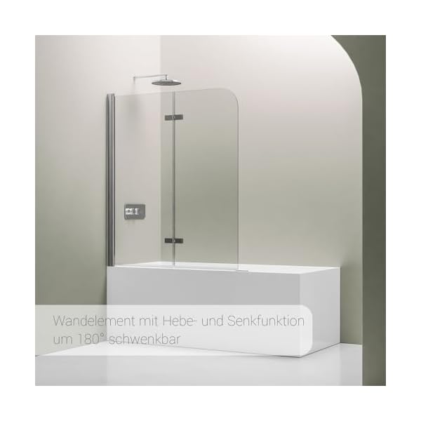 BERNSTEIN Duschabtrennung Duschwand Spritzschutz Badewanne 6 mm Nano Badewannenaufsatz Badewannenaufsatz EX201-80 x 140 cm – Bild 4
