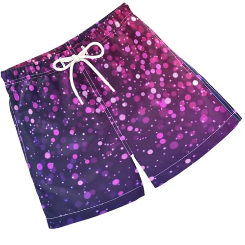 Pigsaly Boys Swim Trunks Cute Magenta Violet Gradient Flashing Glitter Boys Board Shorts Swimsuit Swimwear Bathing Suit 4T