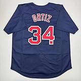 Autographed/Signed David Ortiz Boston Blue Baseball Jersey Beckett BAS COA