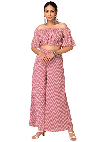 Indya Women's Polyester Short Sleeve Regular Fit Blouse (Pack of 2) (ICO00315_Pink