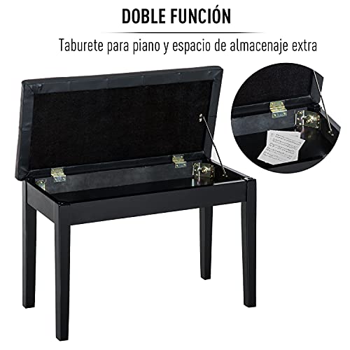 Miniatura 7 de Homcom Taburete De Piano Banco De Teclado Con Espacio De Almacenamiento 76x36x50 Cm Y Cuero Sintetico