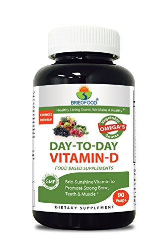 Brieofood Food Based Vitamin D 5000 IU 90 Vcaps - Premium Formula with Brieofood Fruit & Vegetable Blends, Digestive Blend, Vegetable Omega Blend Brieofood Food Based Vitamin D 5000 IU 90 Vcaps - Premium Formula with Brieofood Fruit & Vegetable Blends, Digestive Blend, Vegetable Omega Blend