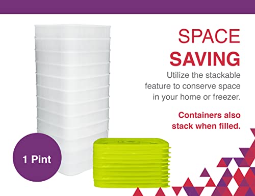 Arrow Home Products 1 Pint Freezer Containers For Food Storage, 10 Pack With Lids - Usa Made Reusable Plastic Food Storage Containers With Lids - Prep, Store And Freeze - Bpa Free, Dishwasher Safe #TOP5