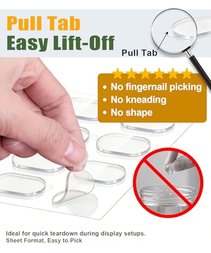 Cosygo Removable Clear Mounting Putty with Pull Tab, No Residue Adhesive Putty for Museum Display Action Figures, Gel Stick Tack Adhesive Dots to Keep Things in Place, 160 Pcs 0.31" x 0.51" — view 2