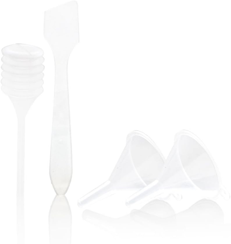 Plastic Funnels to fill Travel Bottles, Spatula and Dropper Set