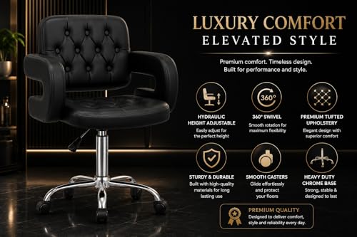 Image of Modern Button Shape Bar Stool with 360 Swivel | Height Adjustable Bar Chair | Counter Stool & High Chairs | Comfortable for Home, Office, Restaurant Bar & Cash Counter - (Black)
