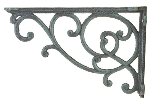 Ornate Vine Shelf Bracket Decorative Cast Iron Wall Brace Verdigris 12.375" Deep #TOP1