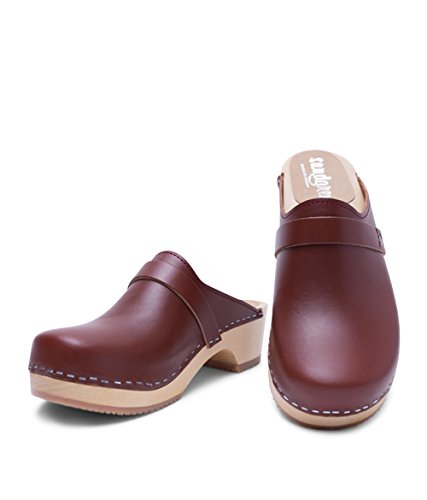 Sandgrens Swedish Low Heel Wooden Clog Mules for Women, US 10-10.5 | Tokyo Cognac Veg, EU 41 - Thumbnail 2