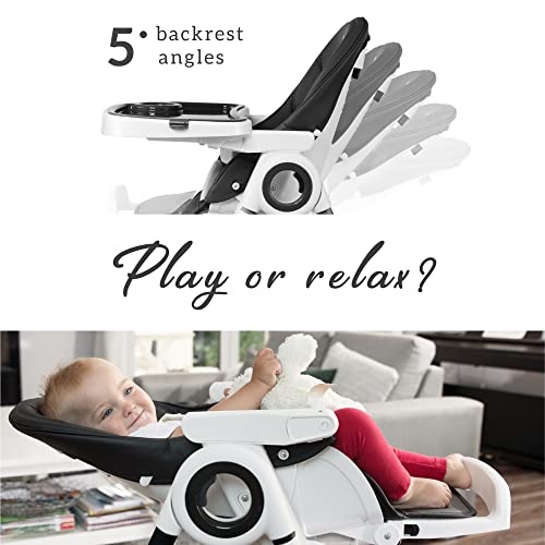 Sweety Fox Baby High Chair Adjustable To 7 Different Heights - Black Baby Chair - Silla Para Comer De Bebe - Foldable High Chairs For Babies And Toddlers #TOP4