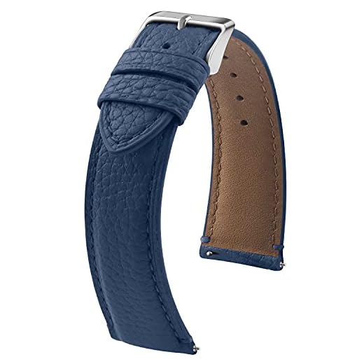 Fullmosa Bracelet Cuir Montre Femme Homme Fixation Rapide, Emmas Series Watch Bracelet de Remplacement Cuir de Veau Véritable avec Fermoir en métal INOX 22mm, Bleu Foncé + Boucle Argent