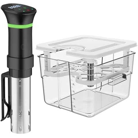 Sous Vide Machine Kit, Sous Vide Cooker Kit, 1000W Sous Vide Cooker and 12.60QT Sous Vide Container with Lid and Rack, with Temperature and Time Digital Display Control Cover