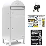 PYKES PEAK 宅配ボックス ポスト一体型 ポスト付き 大容量 おしゃれ 防水 置き配 盗難防止 案内ステッカー付き 大型 屋外 戸建て用 「 HAZUKI 」 （ホワイト）