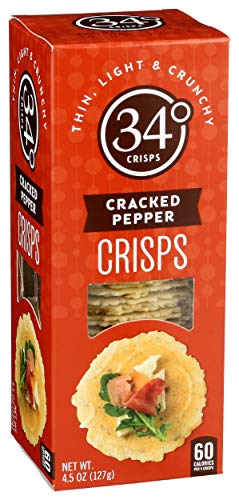 34 Degrees Crisps | Cracked Pepper Crisps | Thin, Light & Crunchy Crisps, Single Pack (4.5Oz) #TOP3