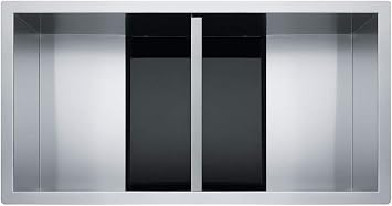 Franke USA FRADF Franke Crystal 32.5-in x 9-in Hidden Drain Undermount Double Bowl Stainless Steel Kitchen Sink in Silk Finish, CLV120-33, Stainless steel