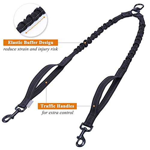 Vivaglory Double Dog Leash, No Pull & Tangle Free Bungee Leash For Two Dogs With Traffic Handles Reflective For Medium To Large Dogs For Daily Walking & Training #TOP3