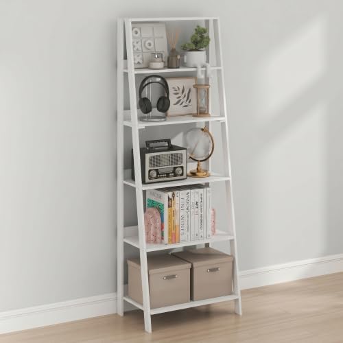 Furinno Ladder Shelf, 6-Tier Ladder Book Shelf, Bookcase, White by Furinno - Used condition - US$54.64