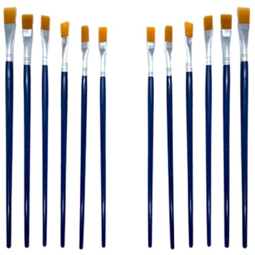 Campineira Pincel de Pintura 12 Pincéis Ponta Fina Chato Azul Nylon