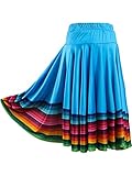 iiniim Falda de Danza Moderna para Mujer Falda de Danza Folklórica Plisada Falda de Baile Lírico con Color Rayas Disfraz de Bailarina Carnaval Fiesta L-6XL Azul Cielo 55cm XL