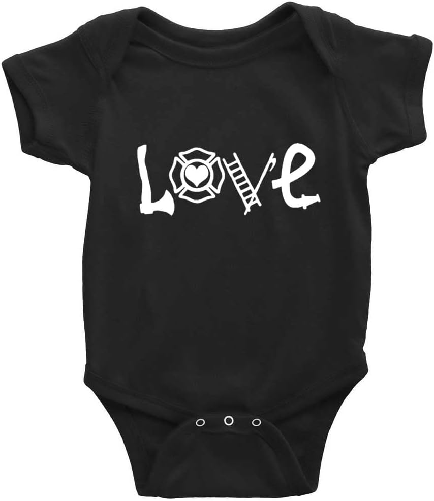 Love Firefighter Infant Boy Girl Onesie Short Sleeve Crawl Newborn Bodysuit