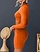 OWIN Women's Spring Bodycon Double Layer Dress Mock Neck Slim Fit Long Sleeve Mini Dresses Orange S