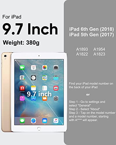 Seymac Ipad 6Th/5Th Generation Case, Durable Sturdy Heavy Duty Shockproof Protection Folio Stand Case With Smart Cover Auto Sleep/Wake For Ipad 9.7 Case, Black/Light Blue #TOP1